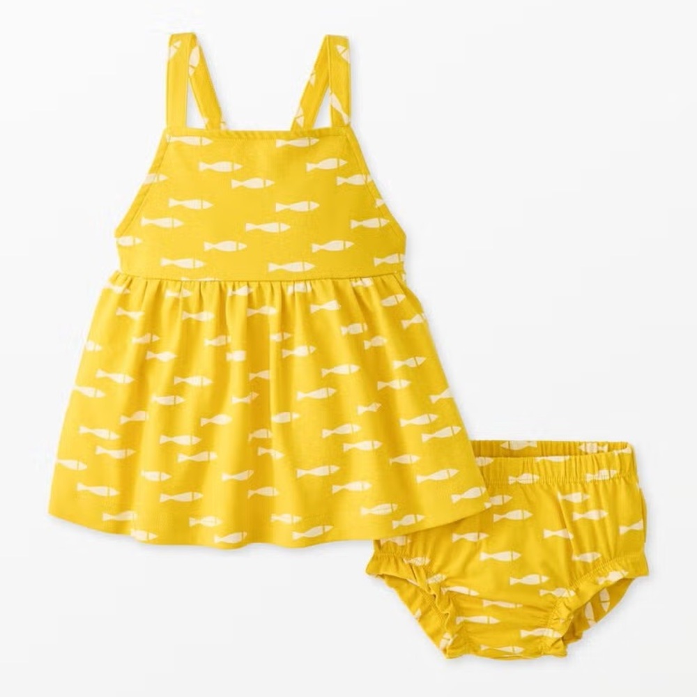 Hanna Andersson - Baby Apron Dress & Bloomers Set